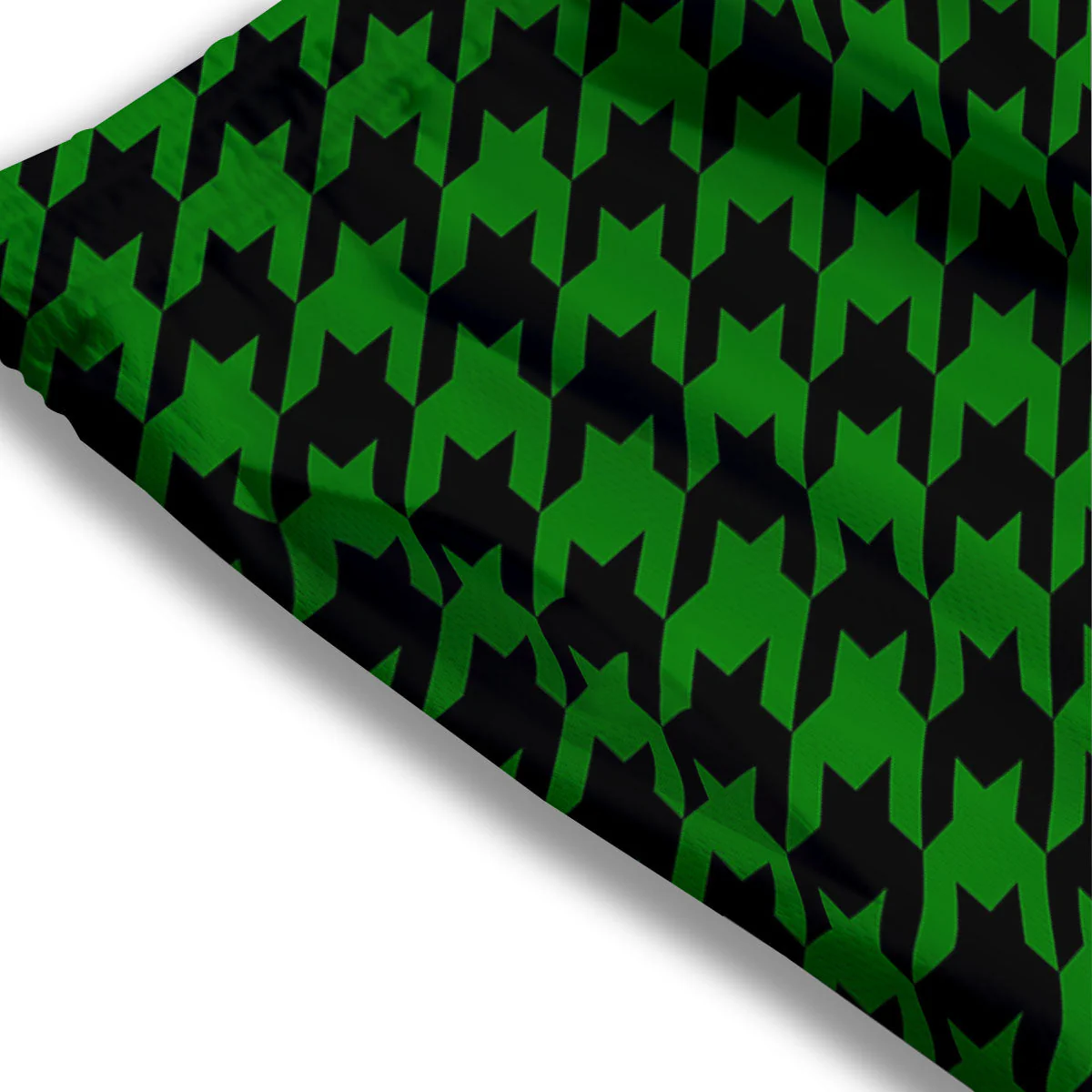 Black Green Jungle Houndstooth Print Mesh Shorts - Image 3