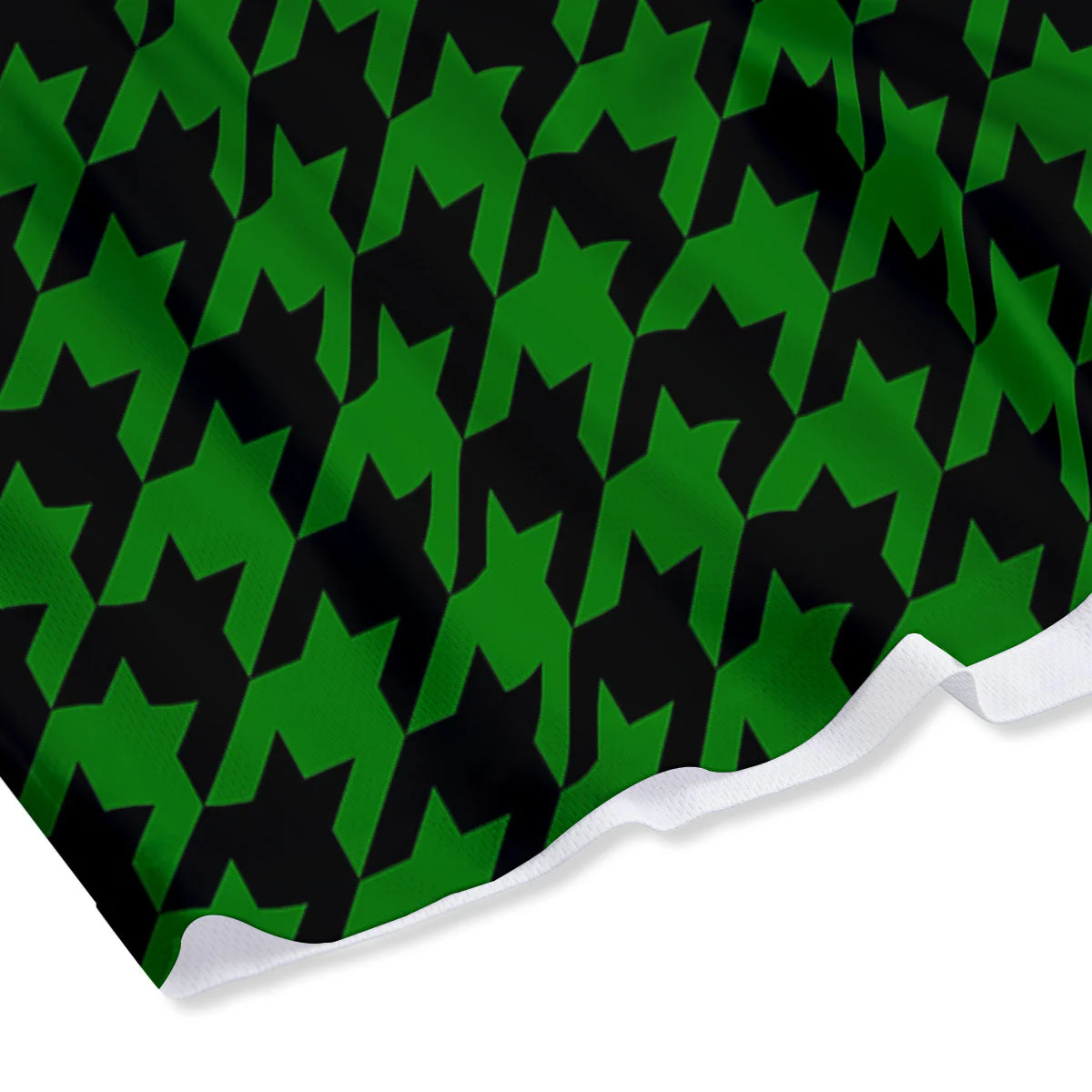 Black Green Jungle Houndstooth Print Mesh Shorts - Image 4