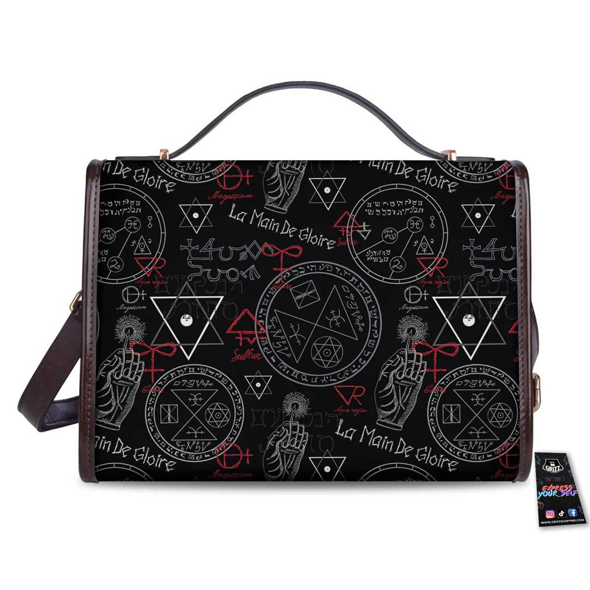 Black Magic Witch Hand Of Glory Print Women's Satchel Bag - Image 2