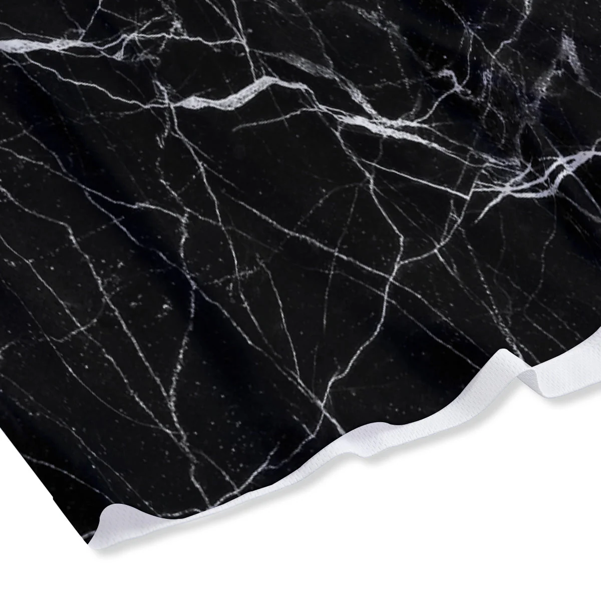 Black Marble White Grunge Print Mesh Shorts - Image 4