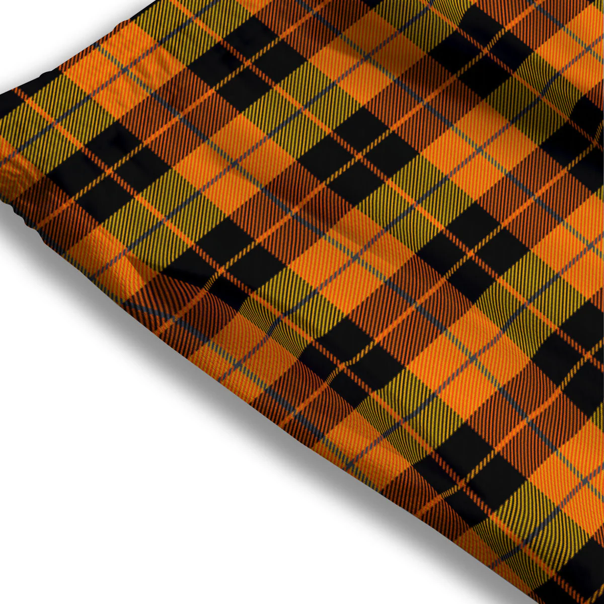 Black Orange And Yellow Tartan Print Pattern Mesh Shorts - Image 3