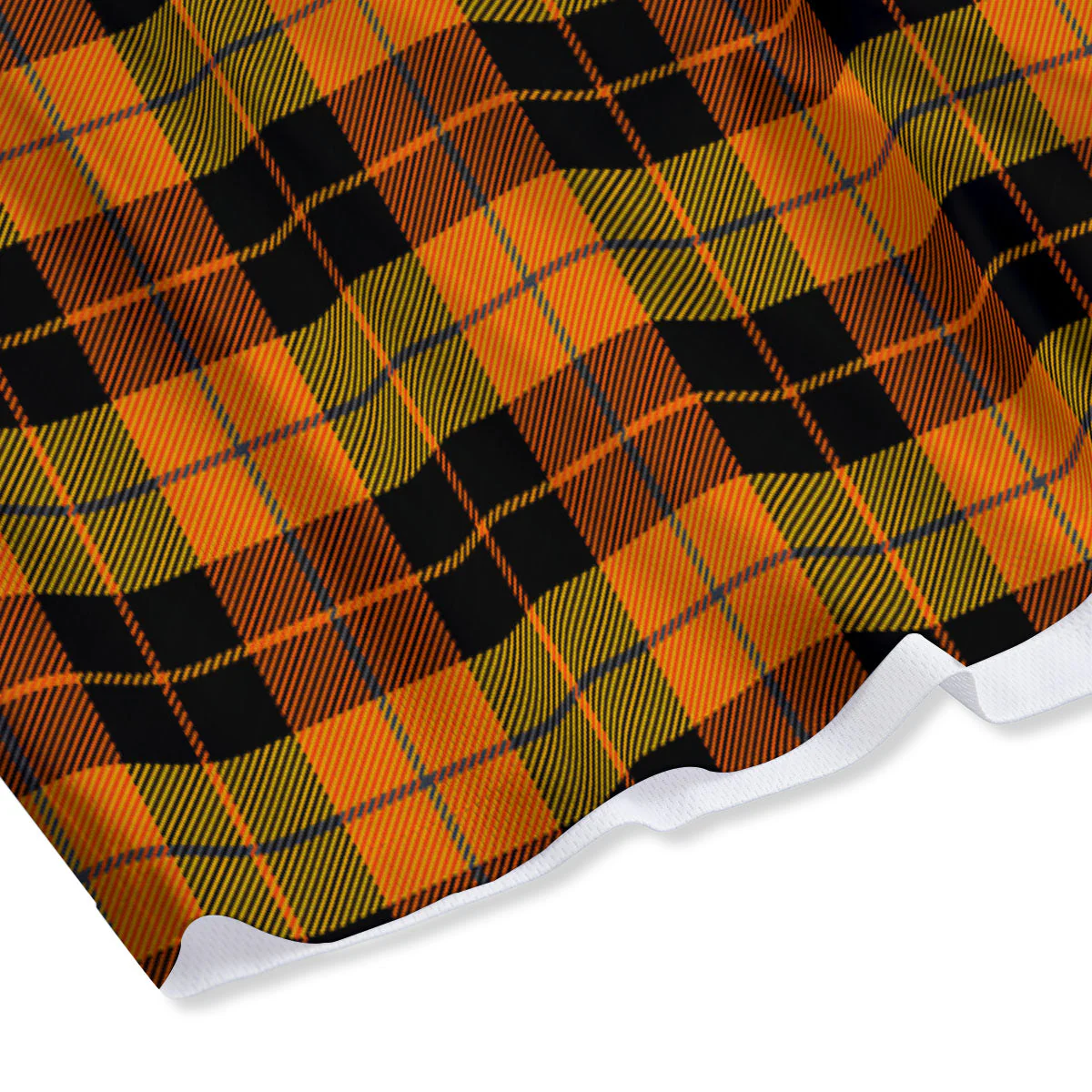 Black Orange And Yellow Tartan Print Pattern Mesh Shorts - Image 4