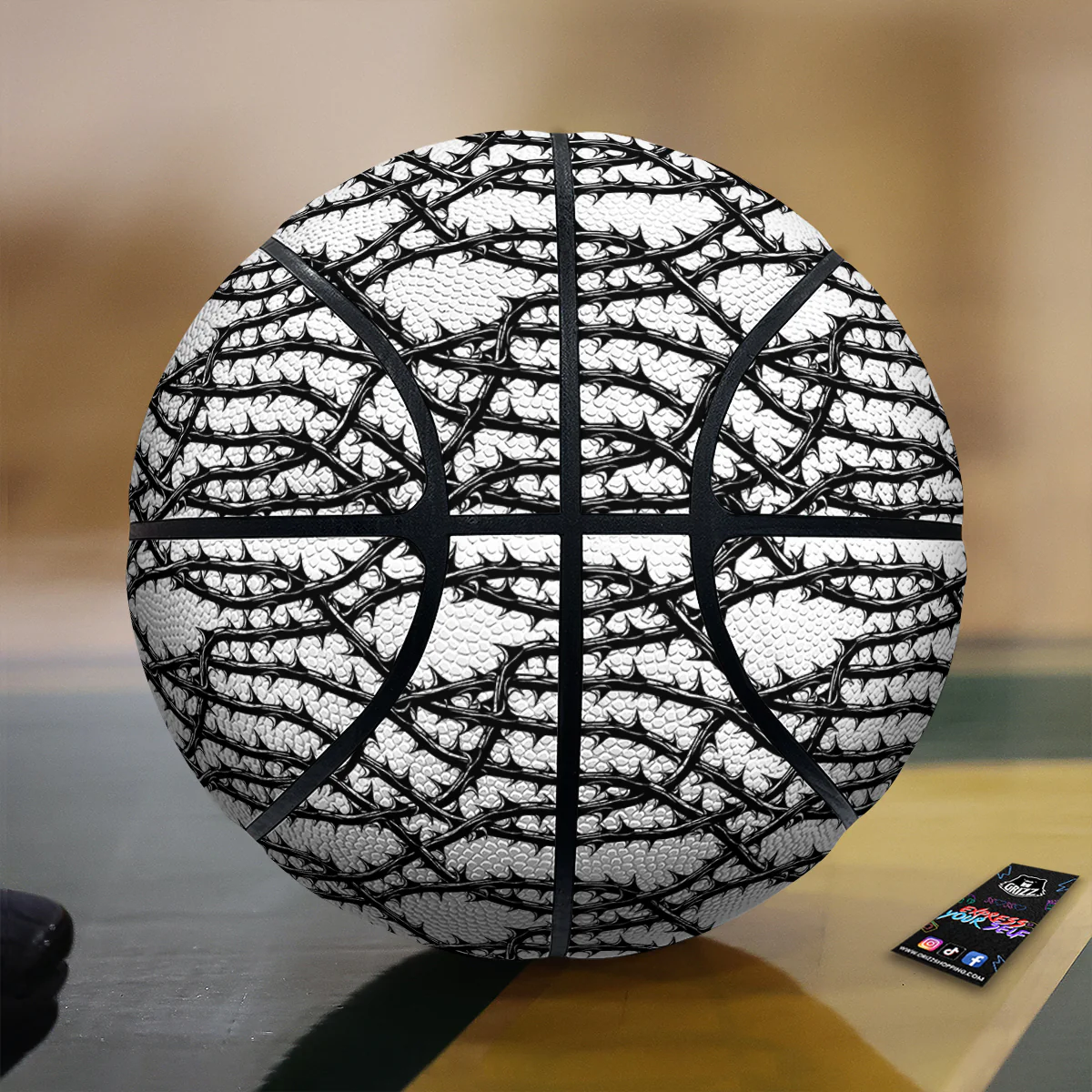 Black Thorn Horror Style Print Pattern Basketball
