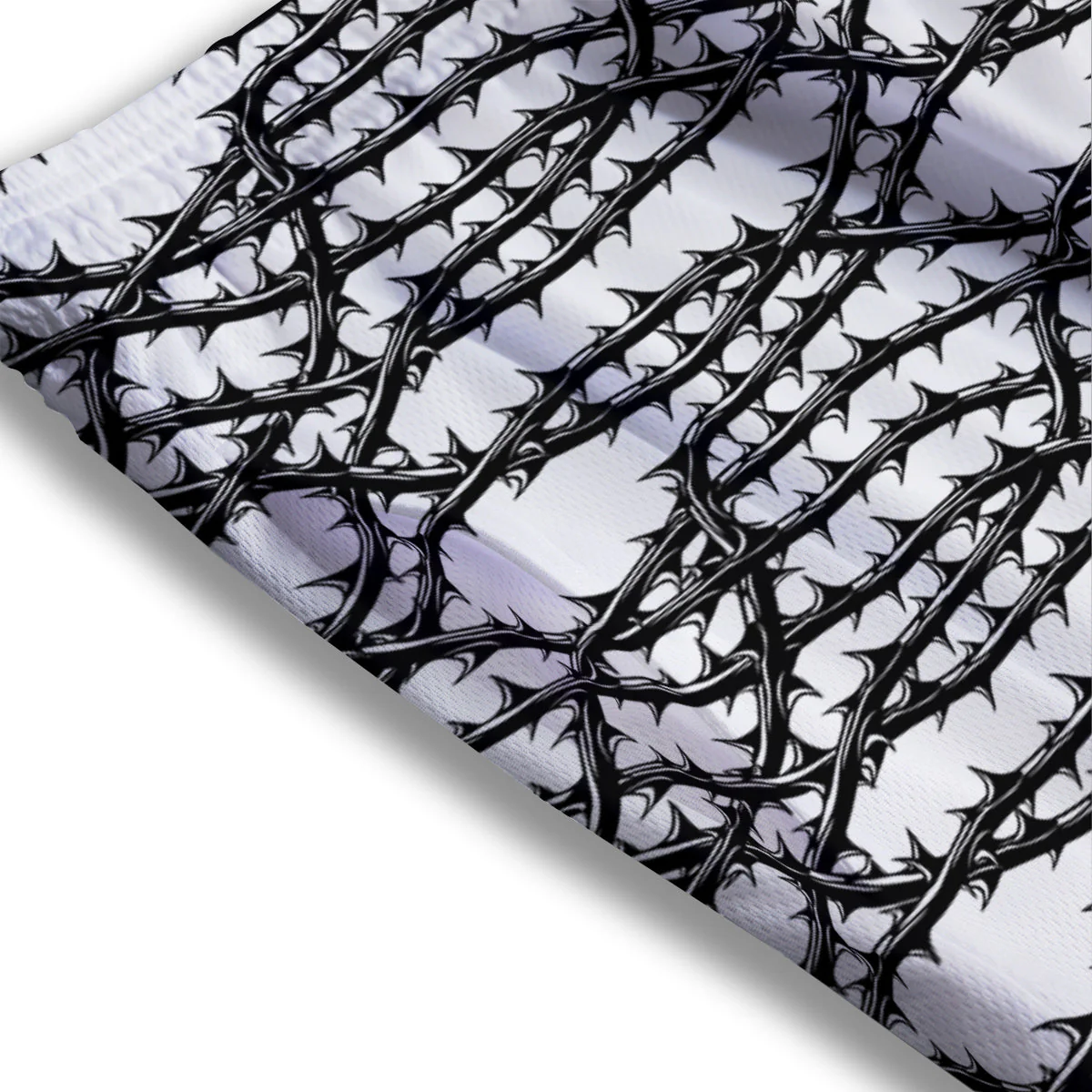Black Thorn Horror Style Print Pattern Mesh Shorts - Image 3