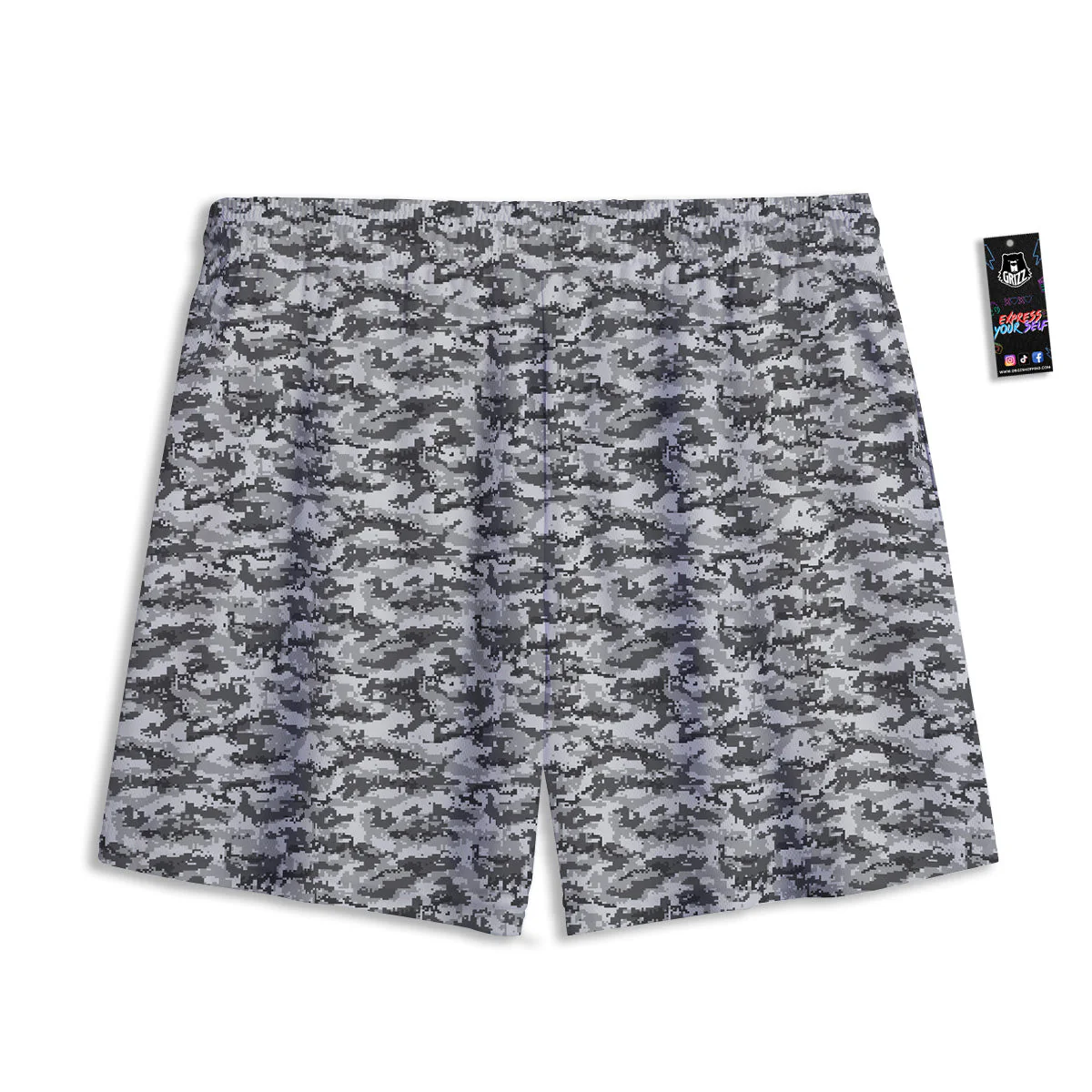 Black White And Grey Digital Camo Print Mesh Shorts - Image 2