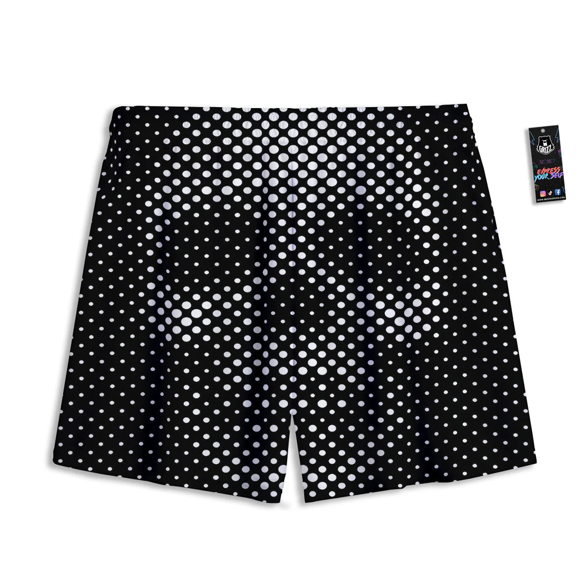 Black White Polka Dots Skull Print Mesh Shorts - Image 2