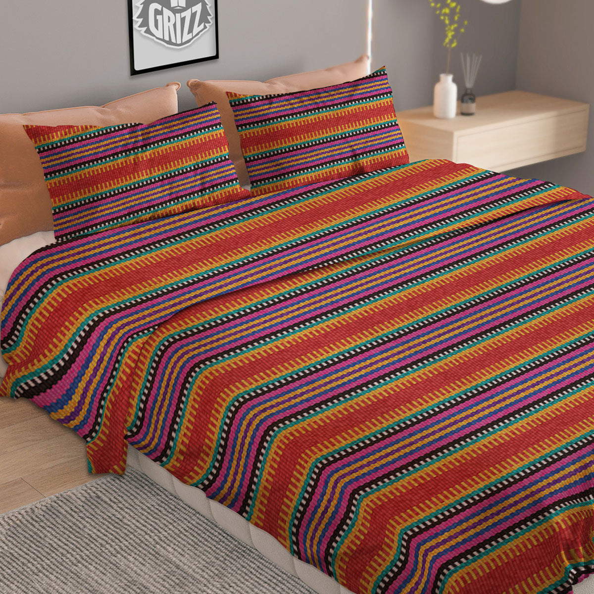Blanket Ethnic Mexican Print Pattern Duvet Cover Bedding Set - Image 2