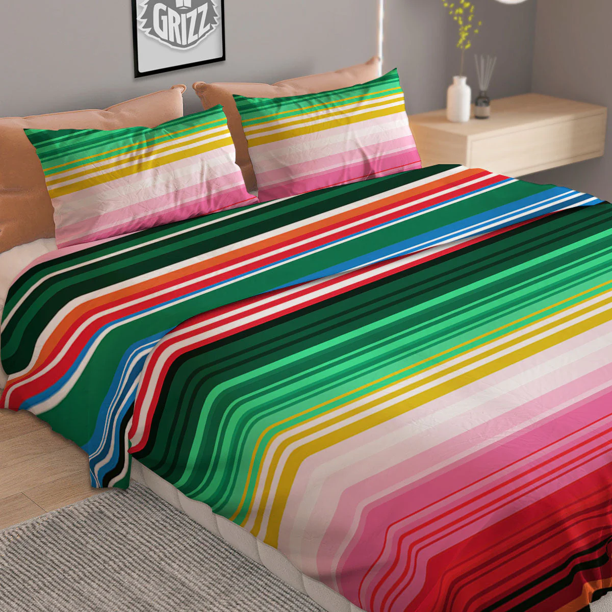 Blanket Mexican Serape Print Pattern Duvet Cover Bedding Set - Image 2