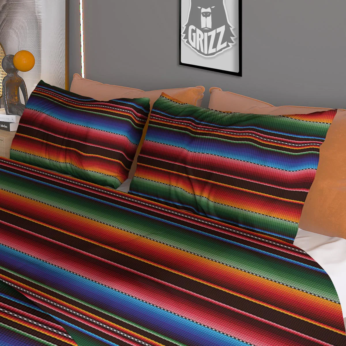Blanket Stripe Tribal Mexican Print Duvet Cover Bedding Set - Image 3