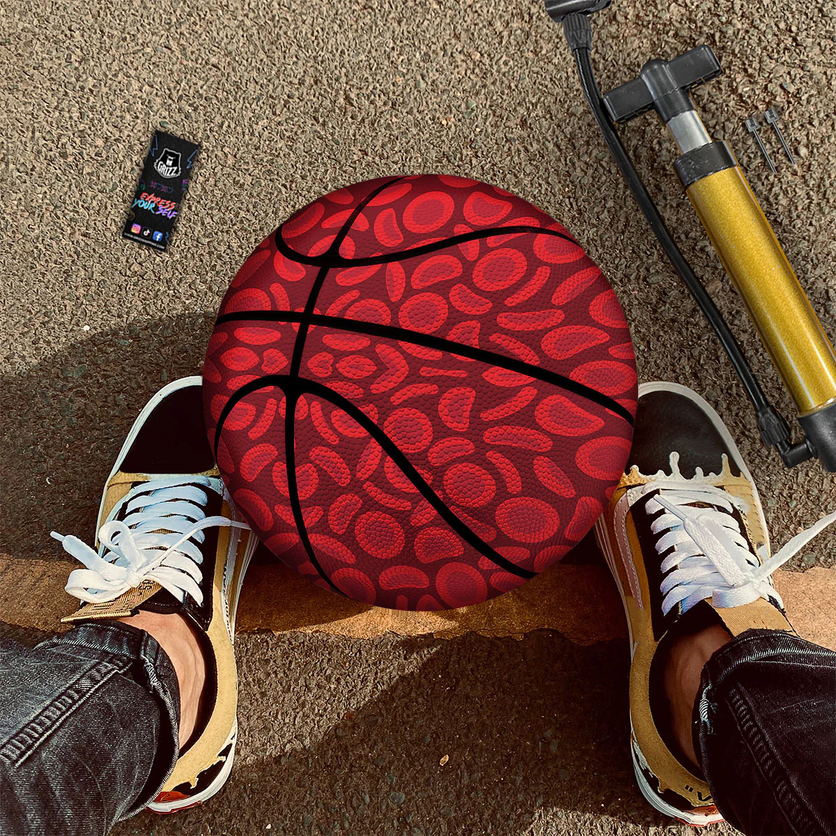 Blood Cells Red Print Pattern Basketball - Image 2