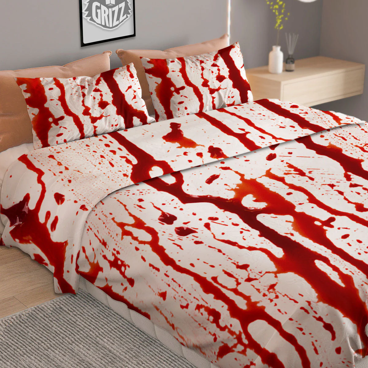 Blood Drip Print Duvet Cover Bedding Set - Image 2