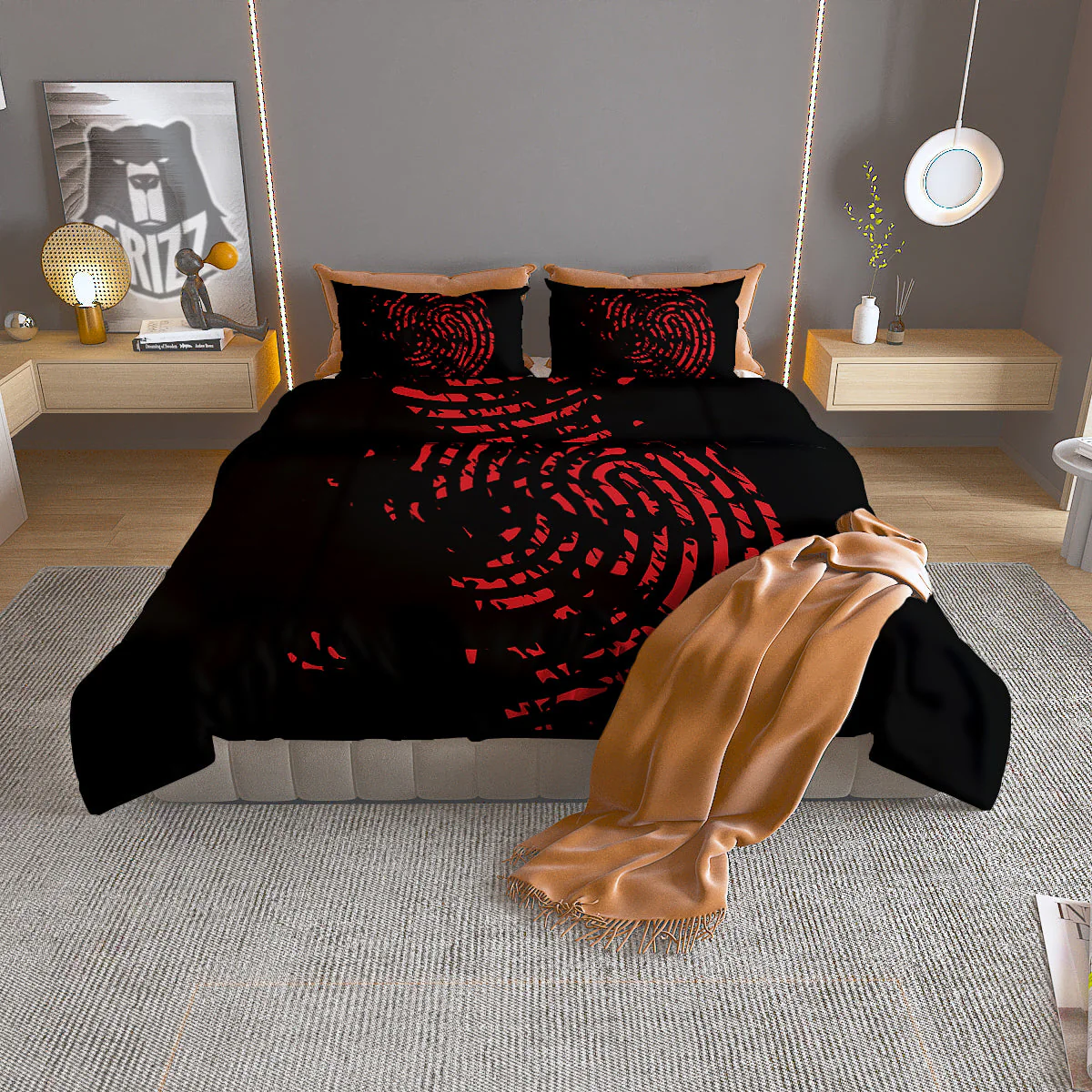 Bloody Finger Red Print Duvet Cover Bedding Set