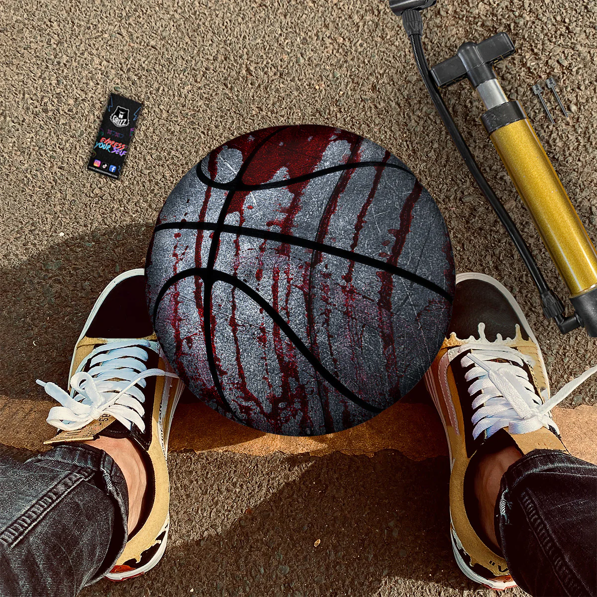 Bloody Metal Wall Print Basketball - Image 2
