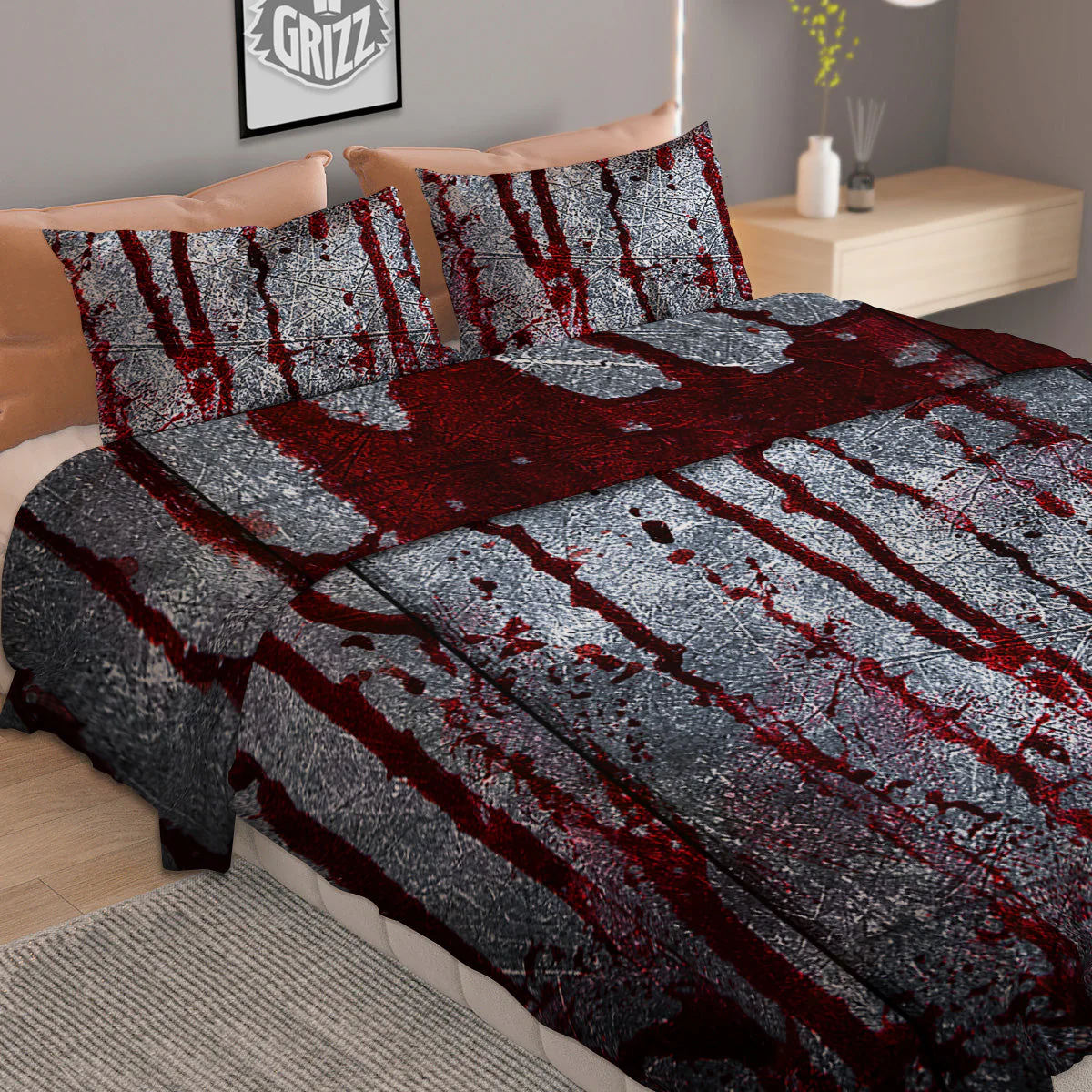 Bloody Metal Wall Print Duvet Cover Bedding Set - Image 2