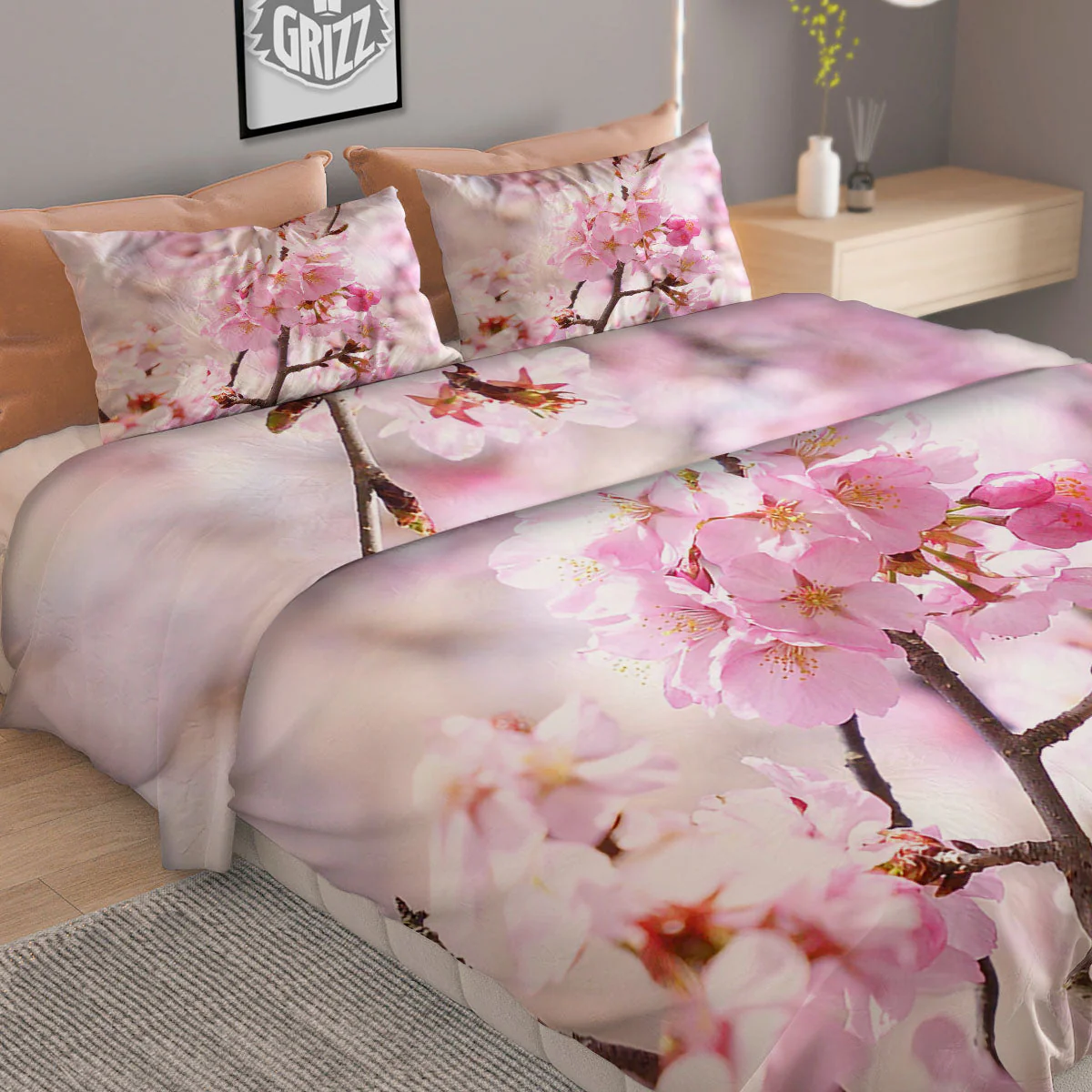 Blossom Spring Cherry Print Duvet Cover Bedding Set - Image 2
