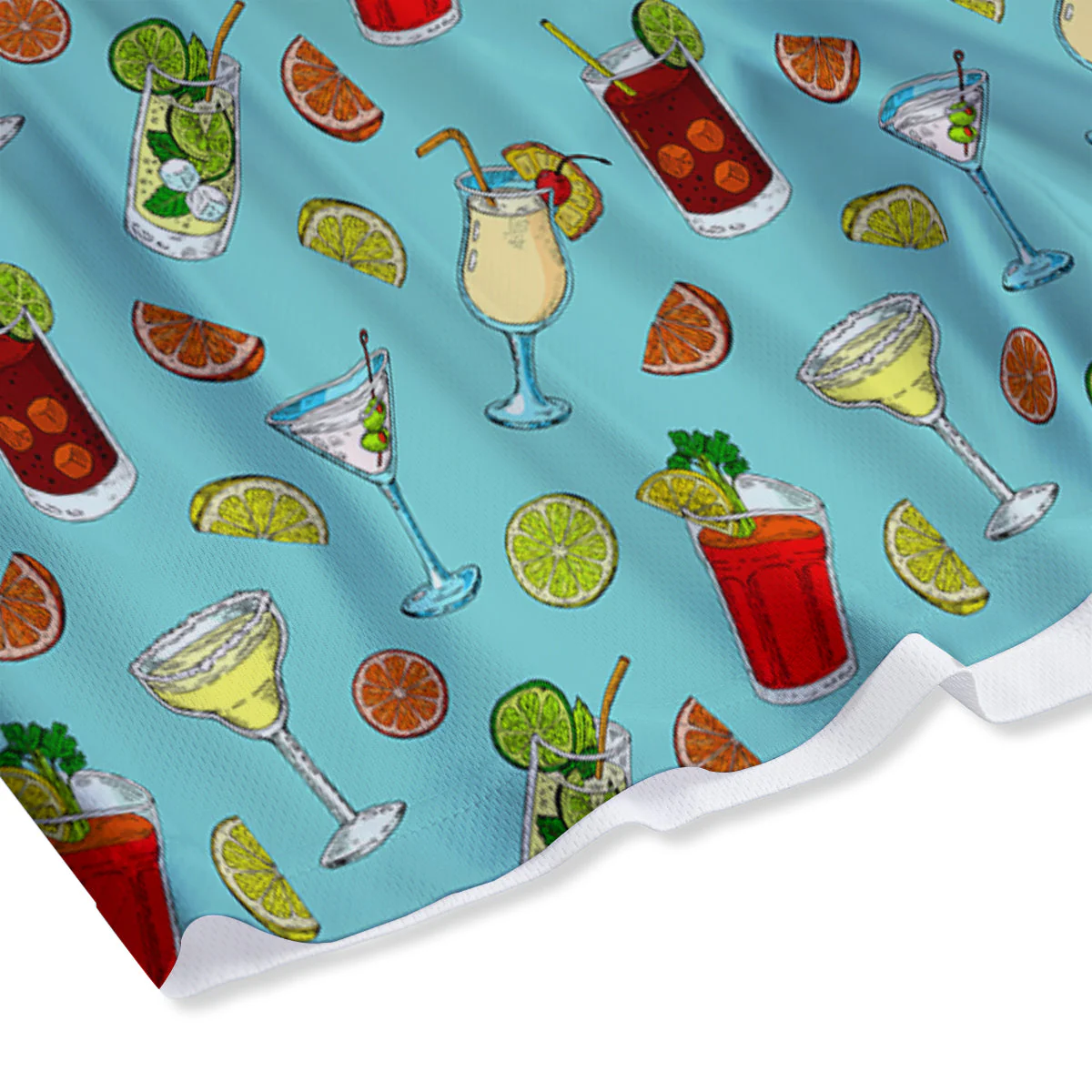 Blue And Cocktail Print Pattern Mesh Shorts - Image 4