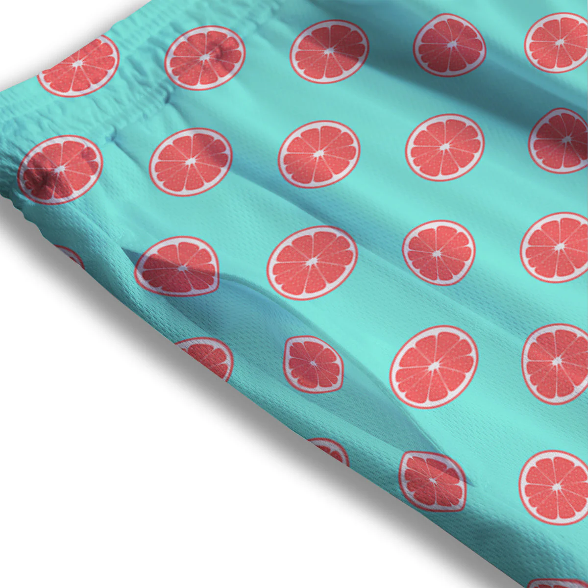 Blue And Pink Grapefruit Sliced Print Pattern Mesh Shorts - Image 3