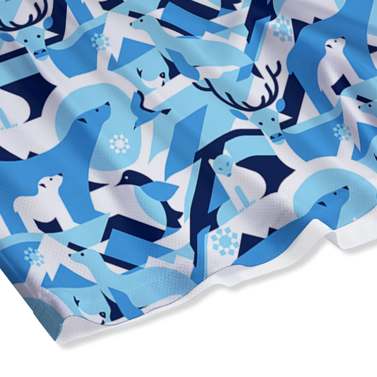 Blue Arctic Animals Print Pattern Mesh Shorts - Image 4