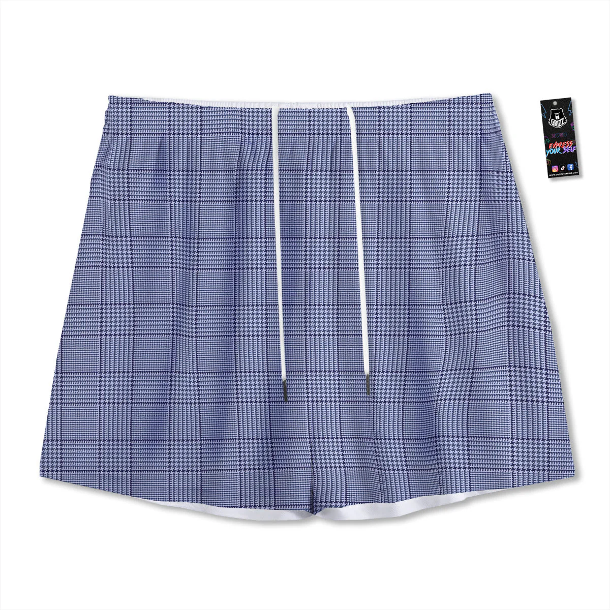 Blue Check Prince of Wales Print Mesh Shorts