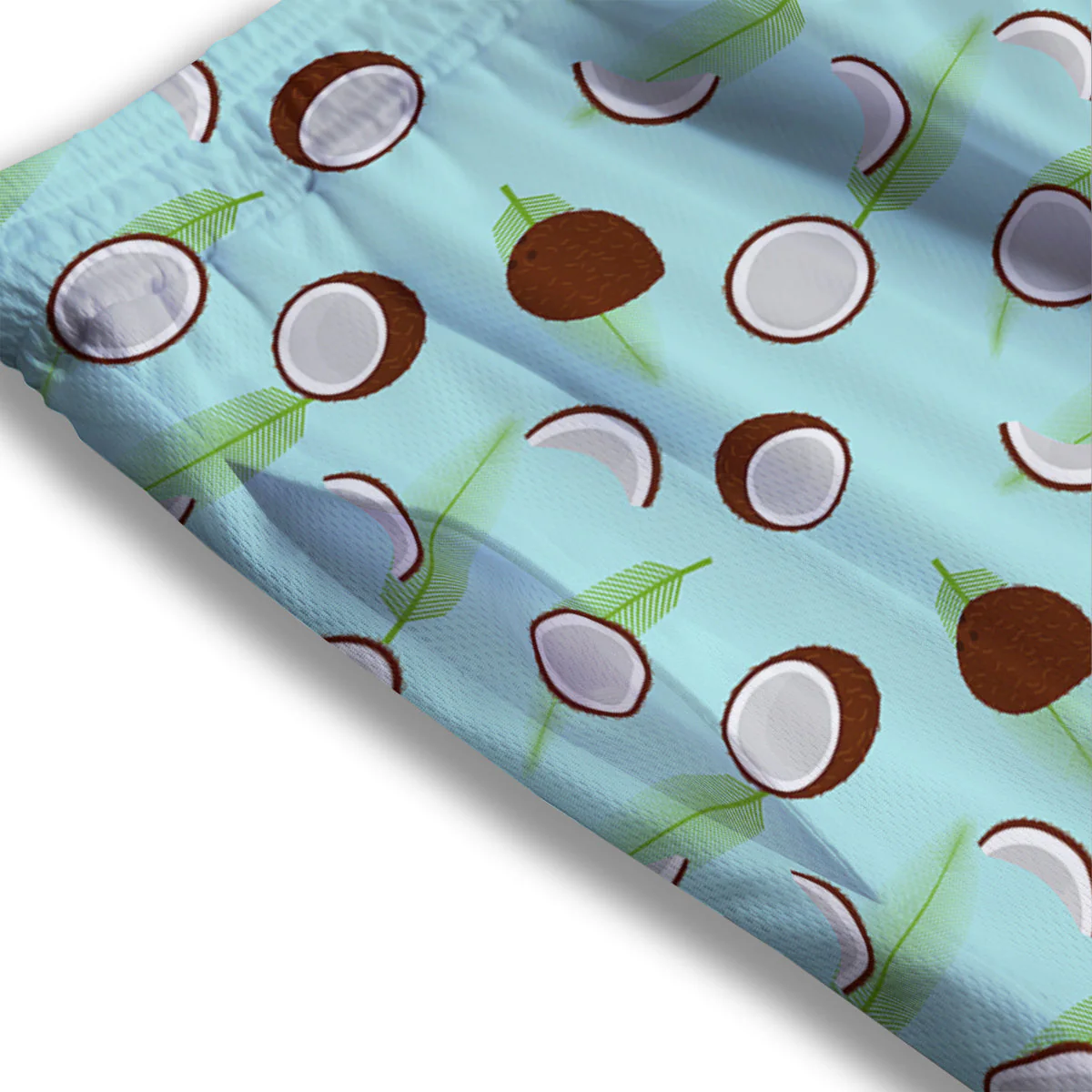 Blue Coconut Print Pattern Mesh Shorts - Image 3