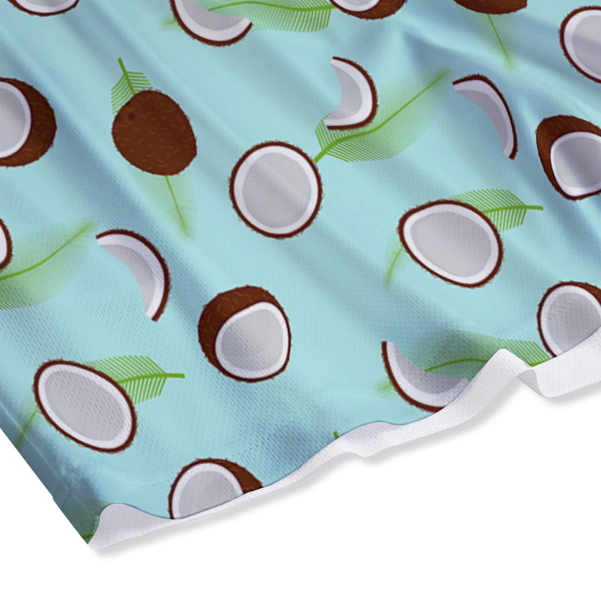 Blue Coconut Print Pattern Mesh Shorts - Image 4