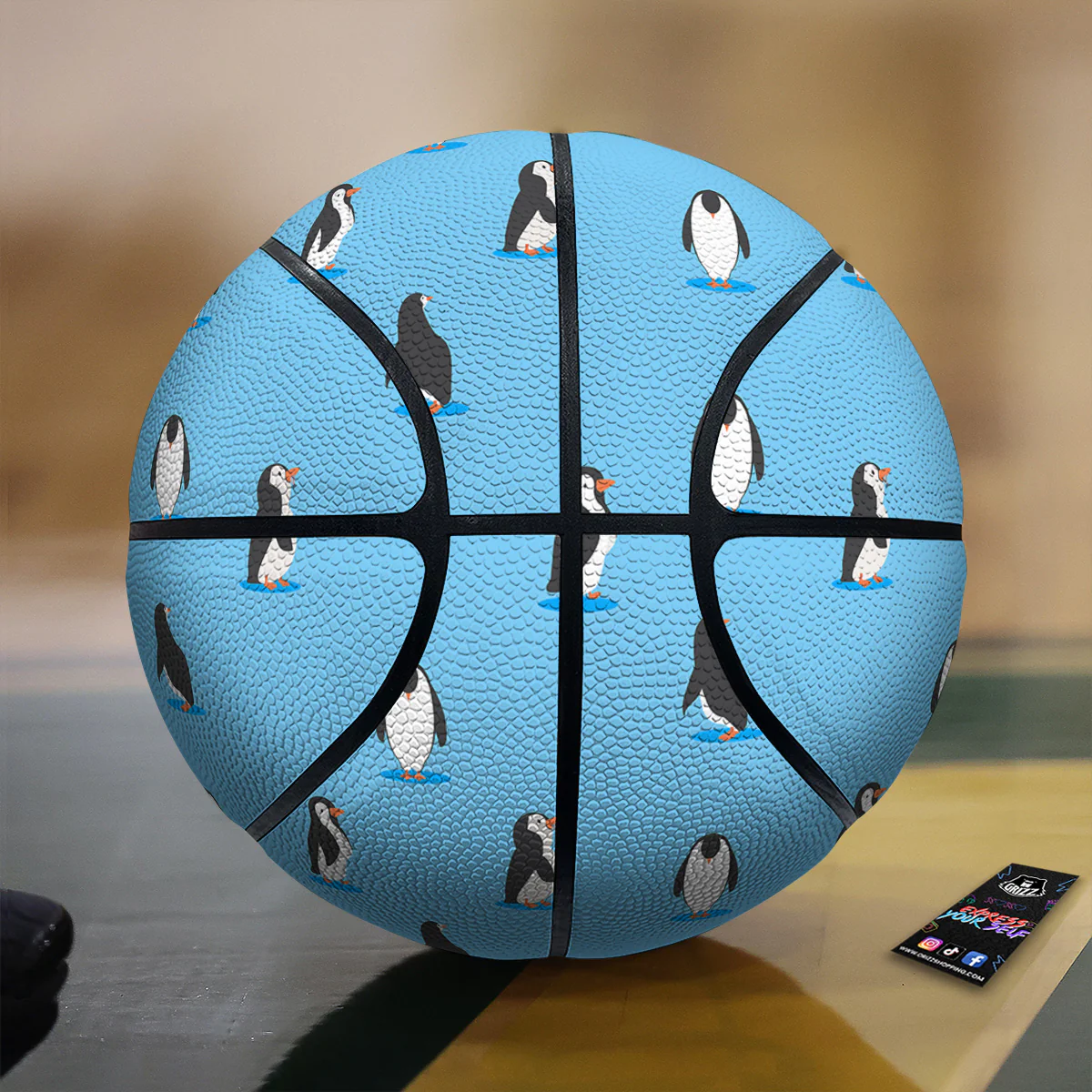 Blue Cute Penguin Print Pattern Basketball
