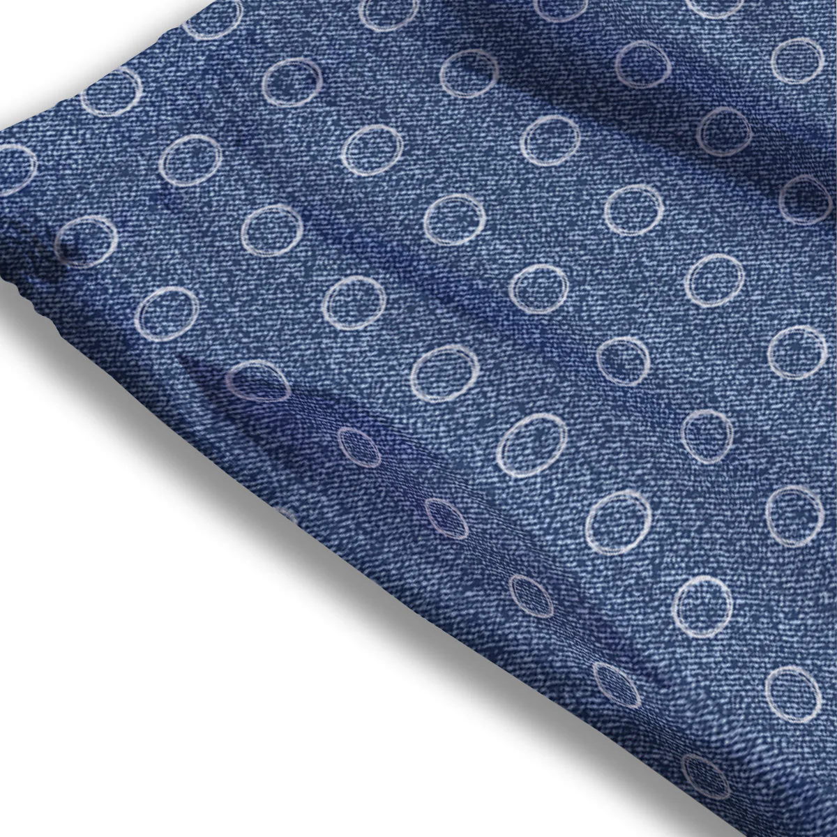 Blue Denim Jeans Polka Dot Print Pattern Mesh Shorts - Image 3