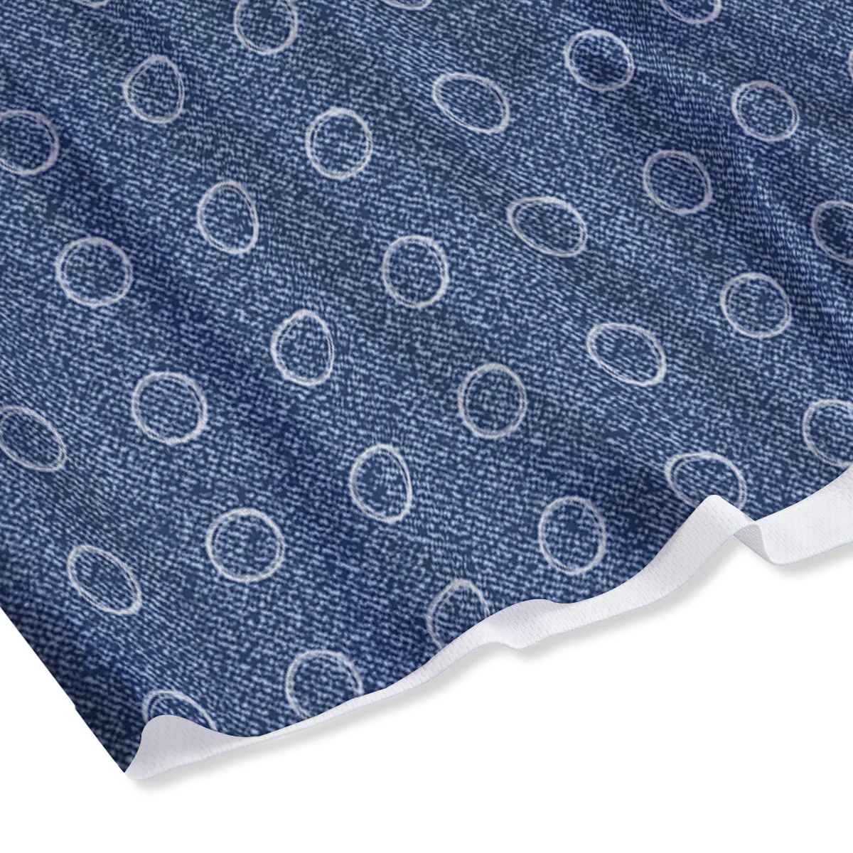 Blue Denim Jeans Polka Dot Print Pattern Mesh Shorts - Image 4