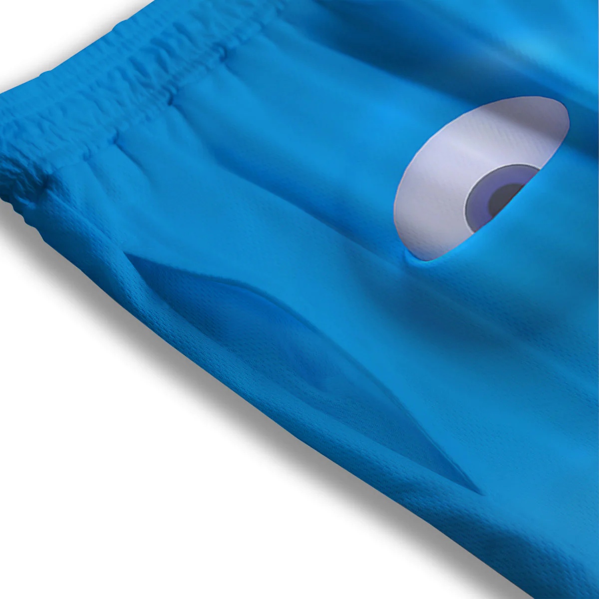 Blue Face Cartoon Emoticon Character Print Mesh Shorts - Image 3