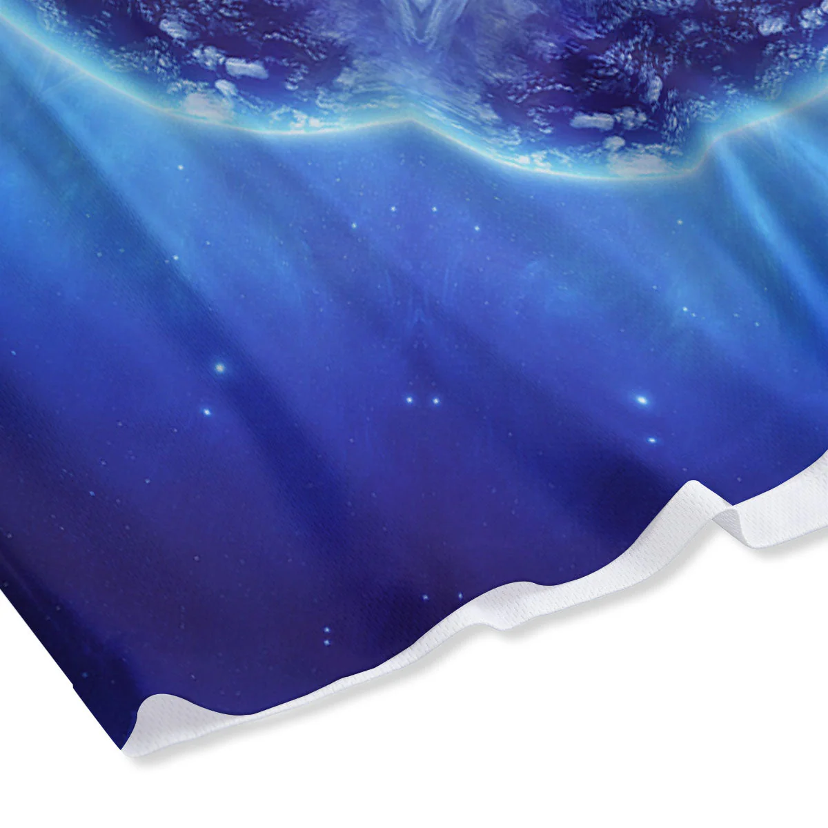 Blue Fractal Kaleidoscope Print Mesh Shorts - Image 4
