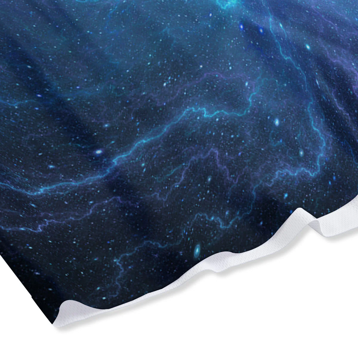 Blue Glowing Giant Lightning In Space Print Mesh Shorts - Image 4