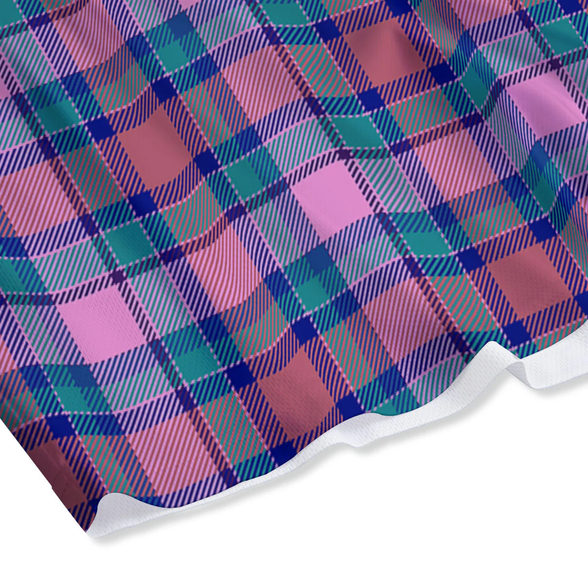 Blue Green And Pink Tartan Print Pattern Mesh Shorts - Image 4