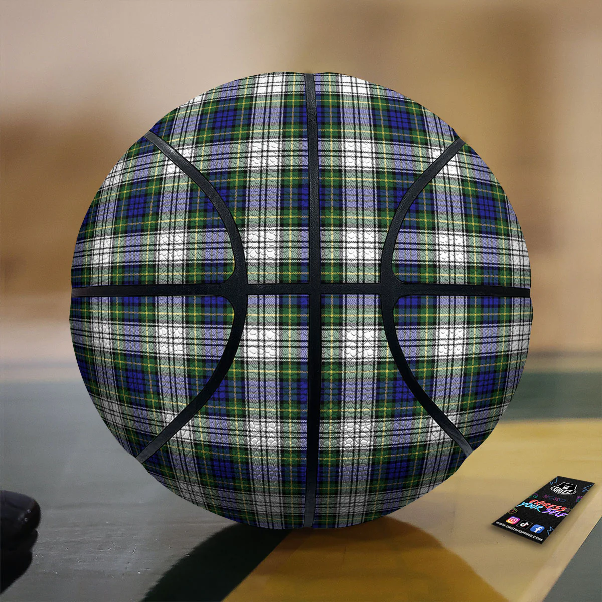 Blue Green And White Plaid Print Pattern Basketball