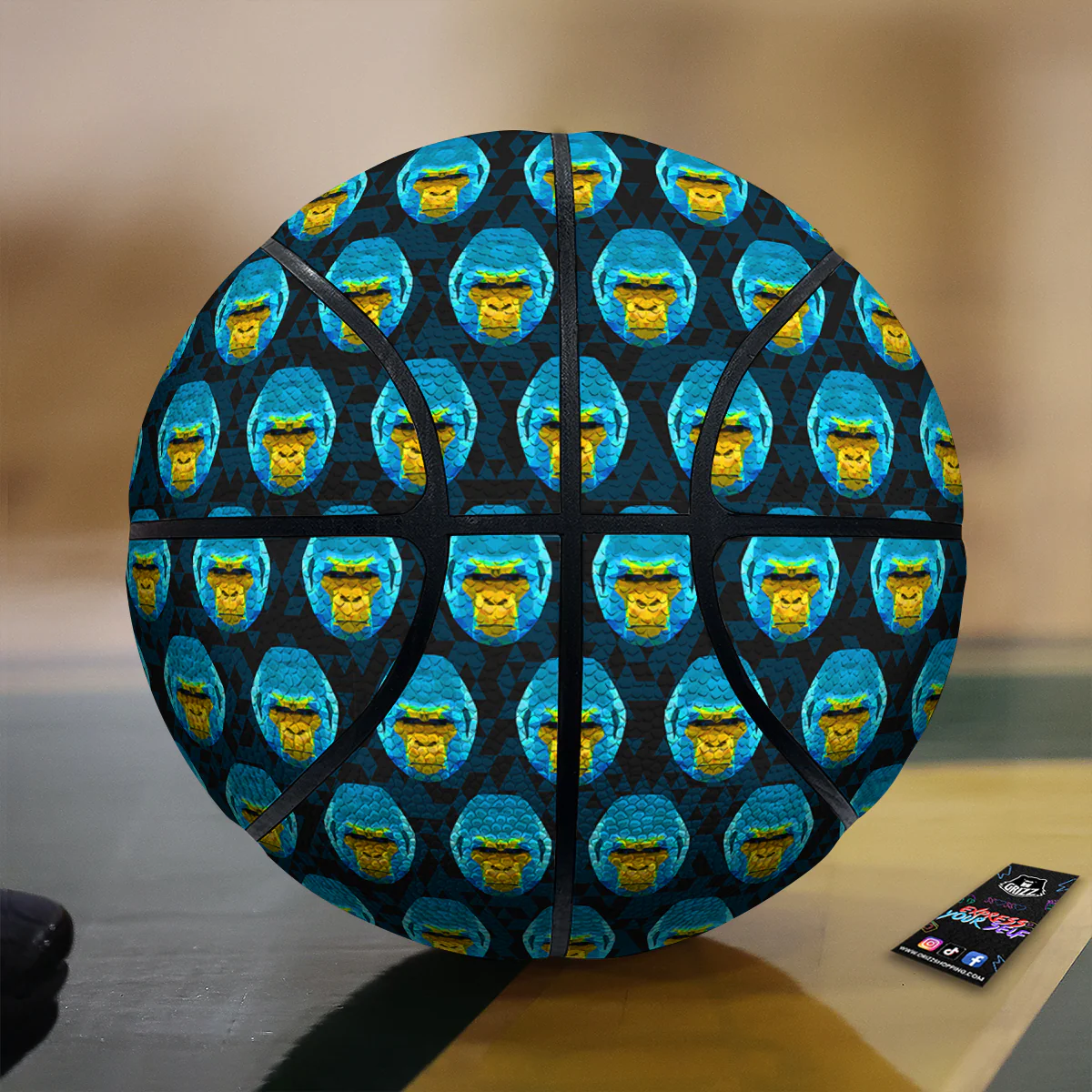 Blue Head Gorilla Geometric Triangle Print Pattern Basketball