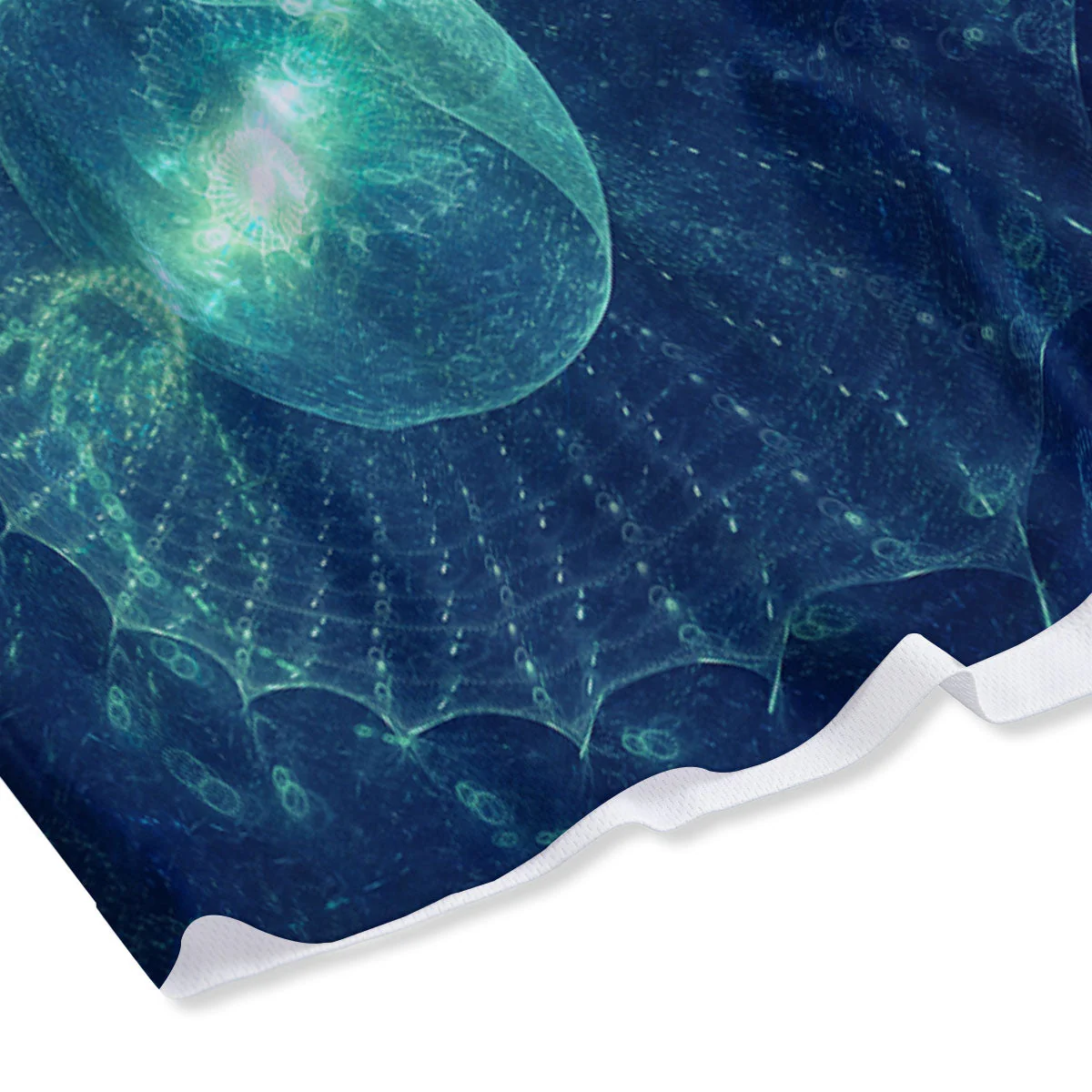 Blue Jellyfish On Deep Sea Print Mesh Shorts - Image 4