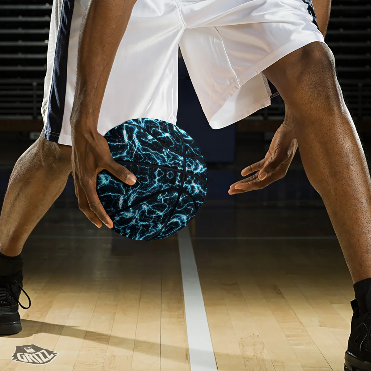 Blue Lightning Explosion Print Pattern Basketball - Image 3