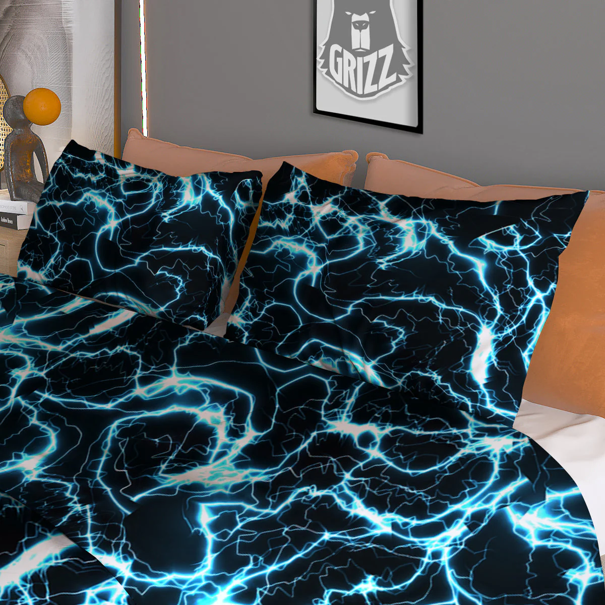 Blue Lightning Explosion Print Pattern Duvet Cover Bedding Set - Image 3