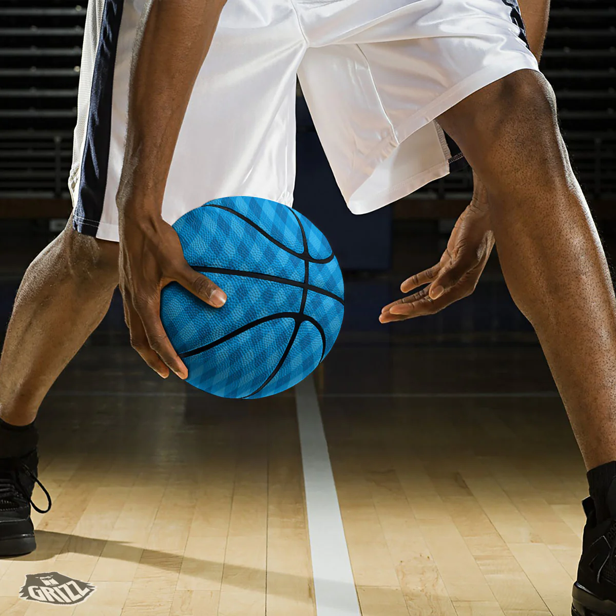 Blue Ocean Argyle Print Pattern Basketball - Image 3
