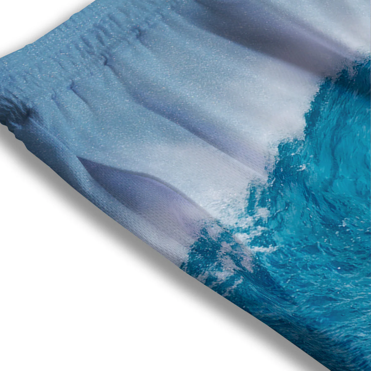 Blue Ocean Wave Print Mesh Shorts - Image 3