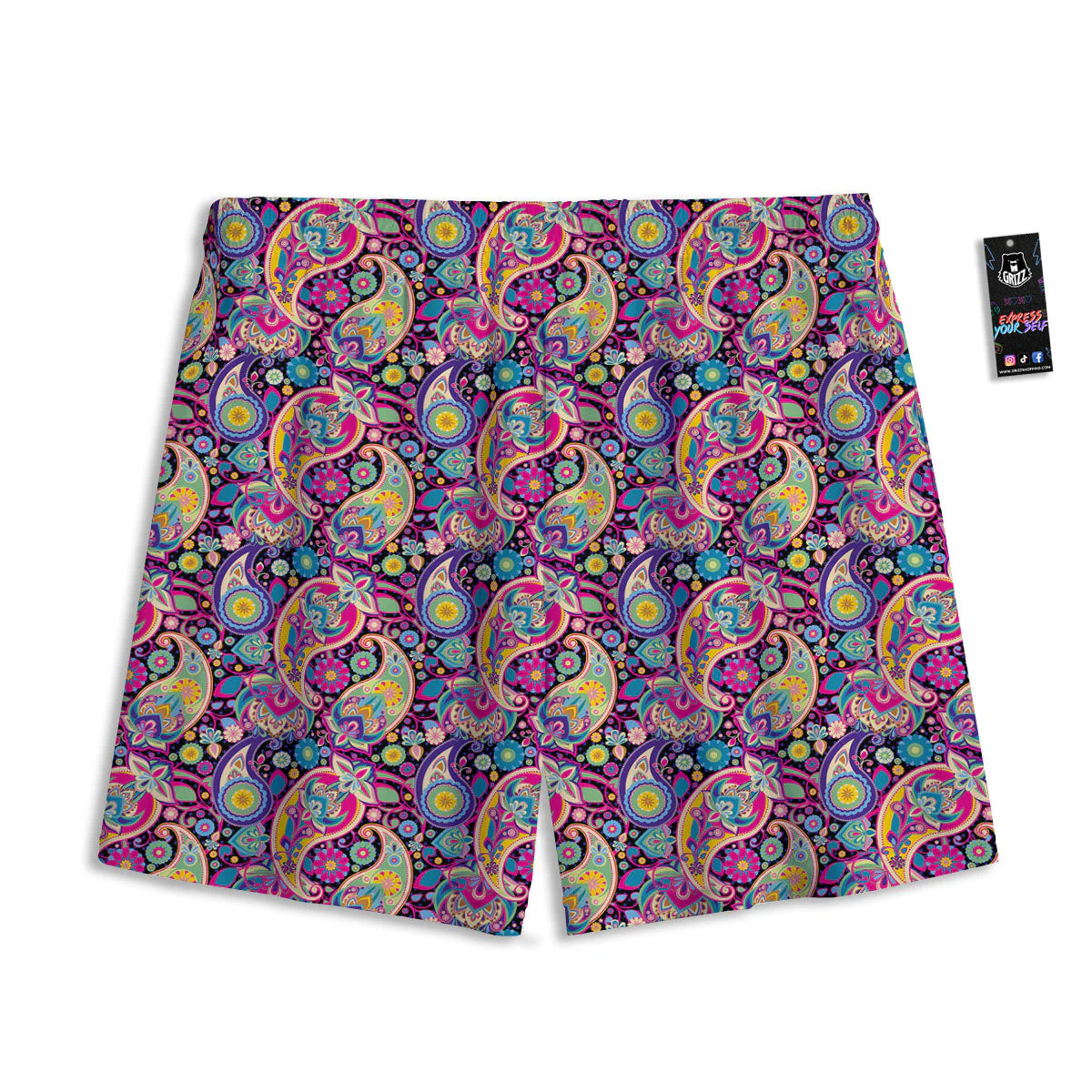 Blue Pink And Green Paisley Print Mesh Shorts - Image 2
