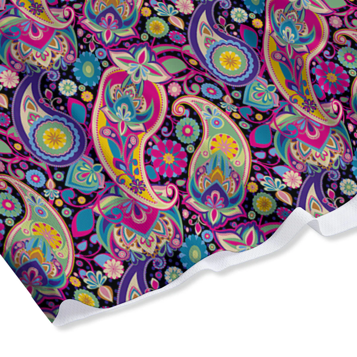 Blue Pink And Green Paisley Print Mesh Shorts - Image 4