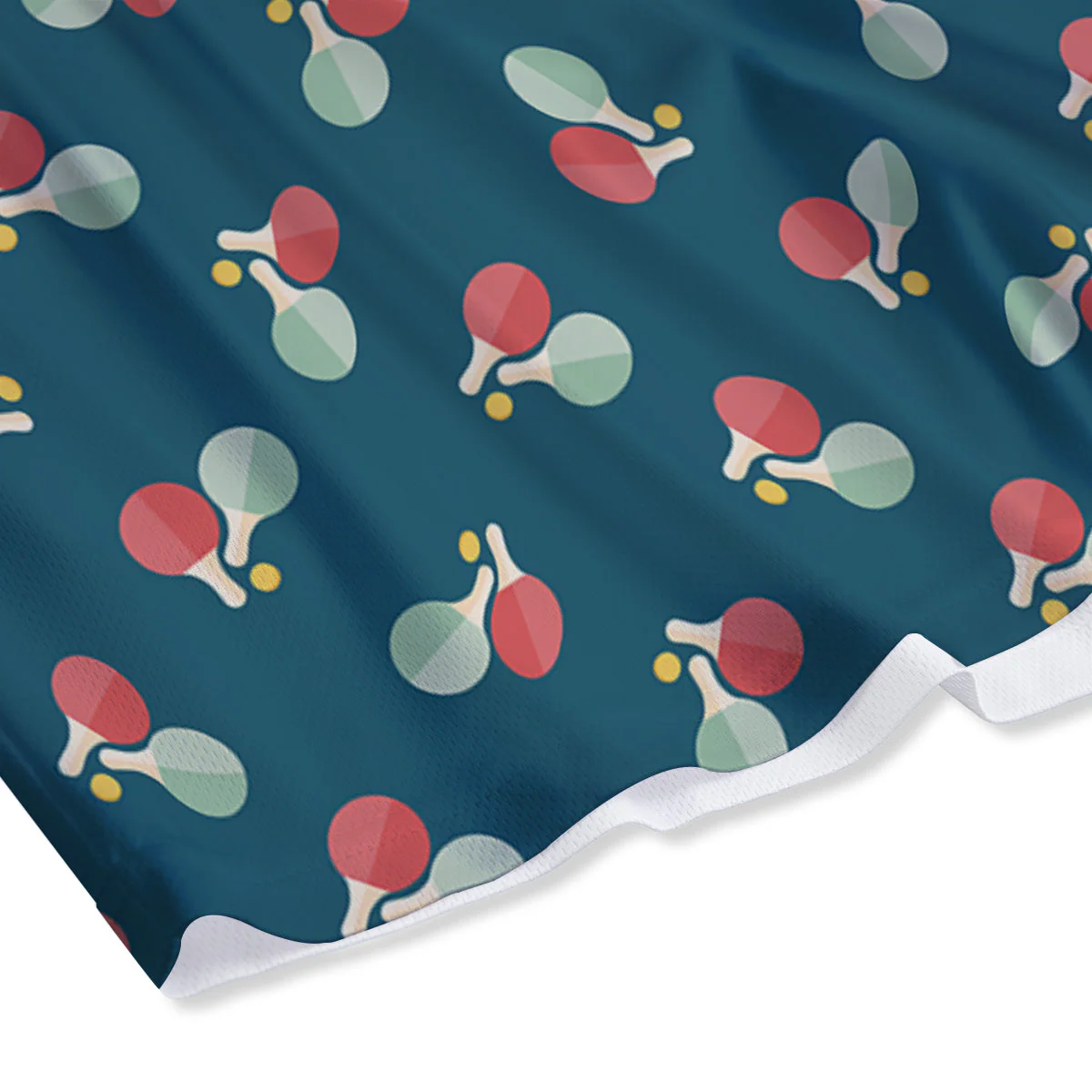 Blue Red Pingpong Print Pattern Mesh Shorts - Image 4