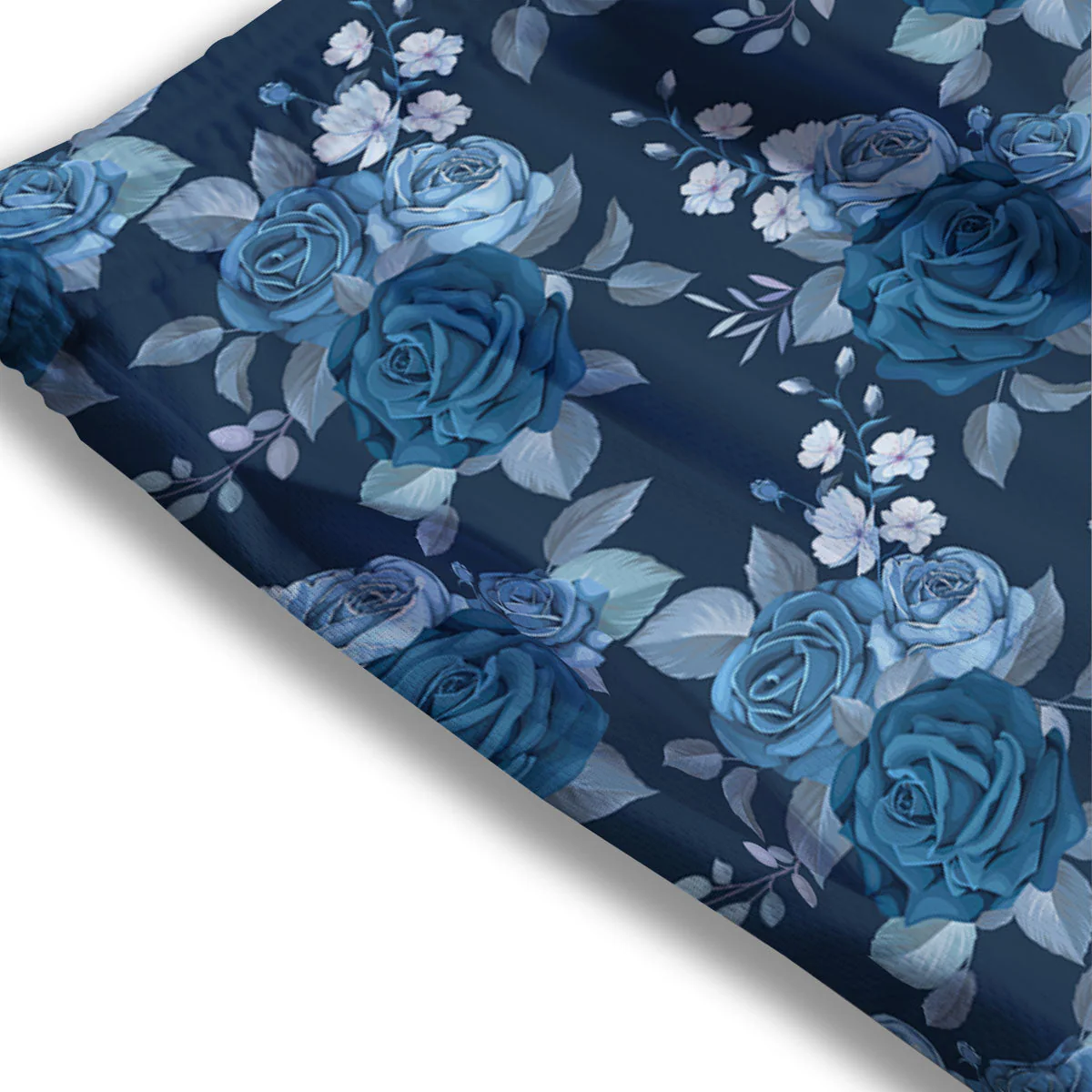 Blue Rose Royal Print Pattern Mesh Shorts - Image 3
