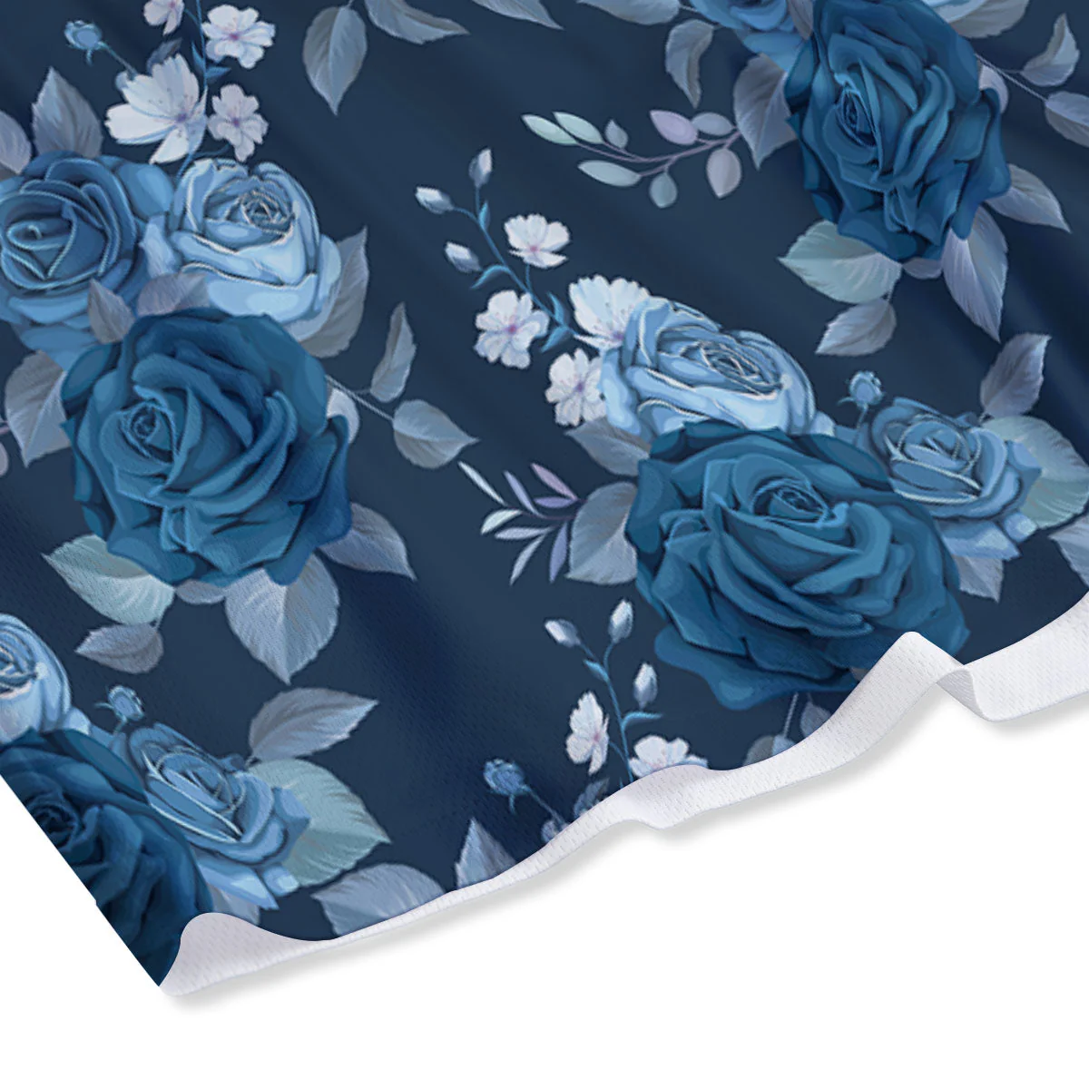 Blue Rose Royal Print Pattern Mesh Shorts - Image 4
