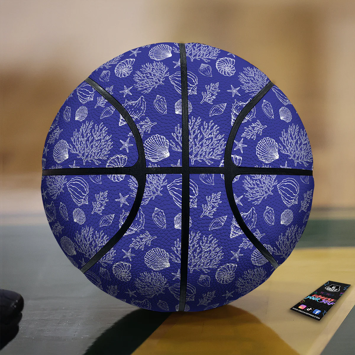 Blue Sea Corals Print Pattern Basketball