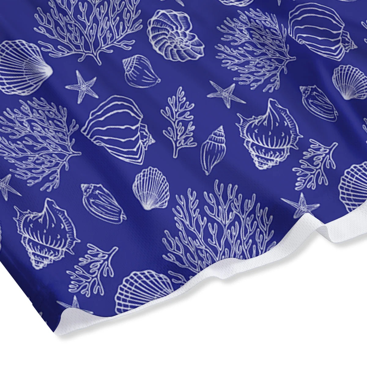 Blue Sea Corals Print Pattern Mesh Shorts - Image 4