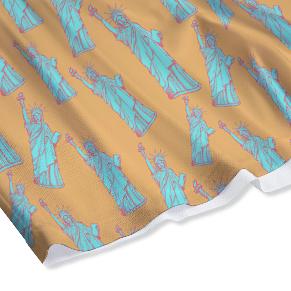 Blue Statue Of Liberty Print Pattern Mesh Shorts - Image 4