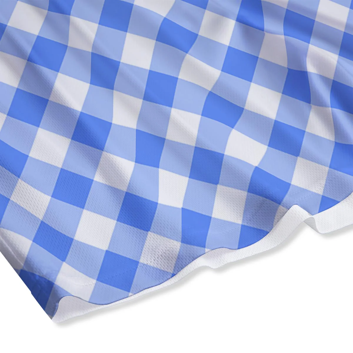 Blue Steel And White Gingham Print Pattern Mesh Shorts - Image 4