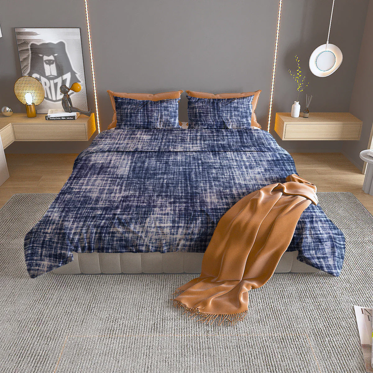 Blue Tie Dye Acid Wash Print Duvet Cover Bedding Set