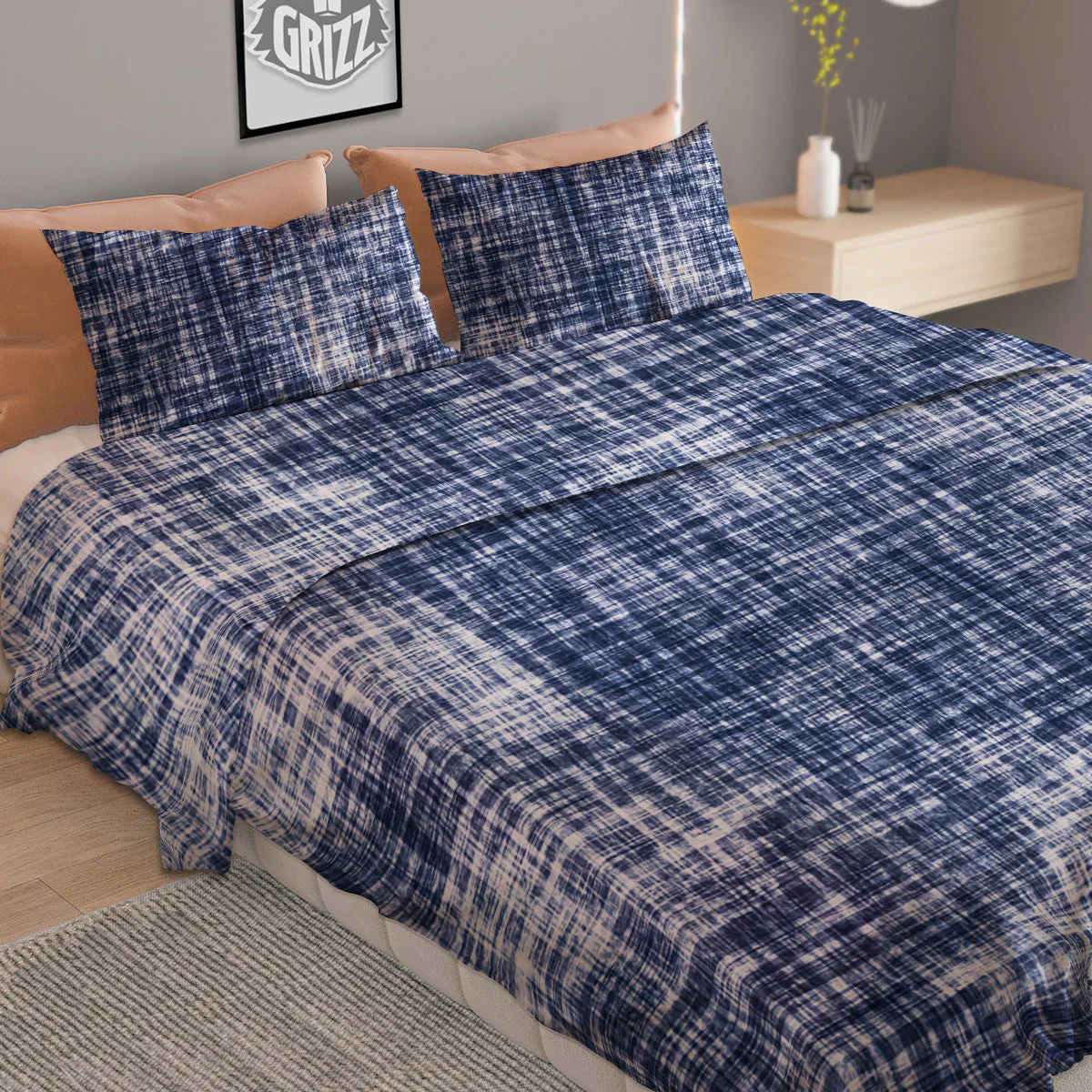 Blue Tie Dye Acid Wash Print Duvet Cover Bedding Set - Image 2